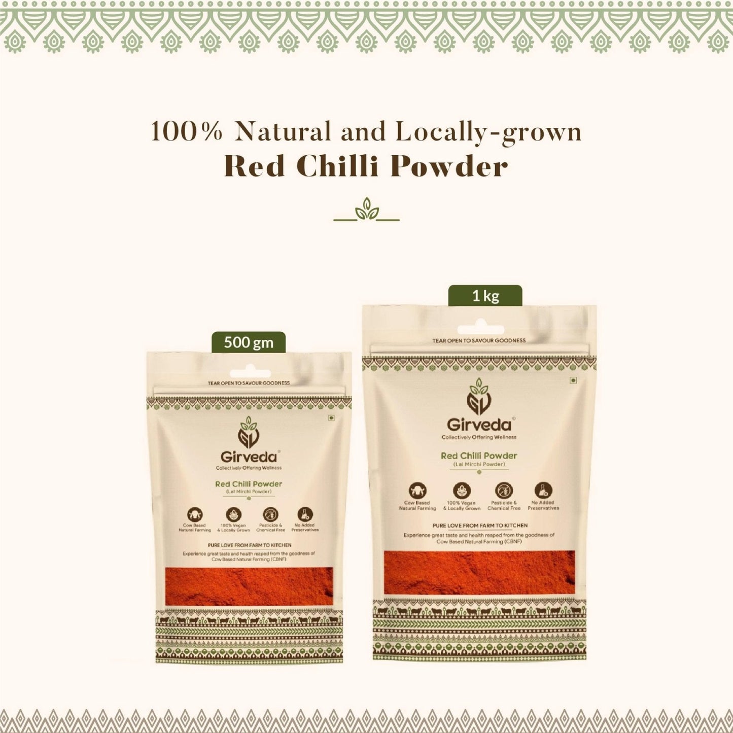 Girveda Natural Red Chilli Powder – 500g and 1kg pack